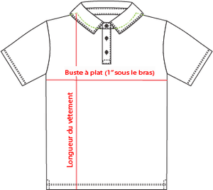 Charte de grandeur PG-1 (S à 6XL)